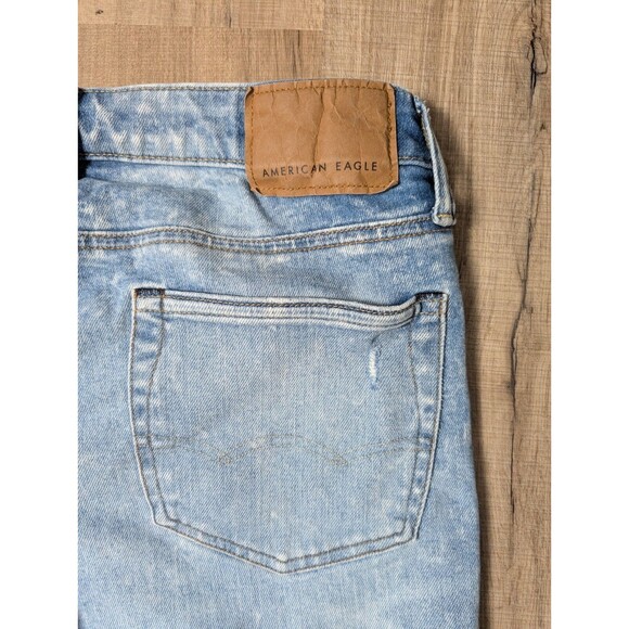 American Eagle SIze 32X31 Distressed Patched Skinny Jeans Acid Wash Stretch - Picture 6 of 10